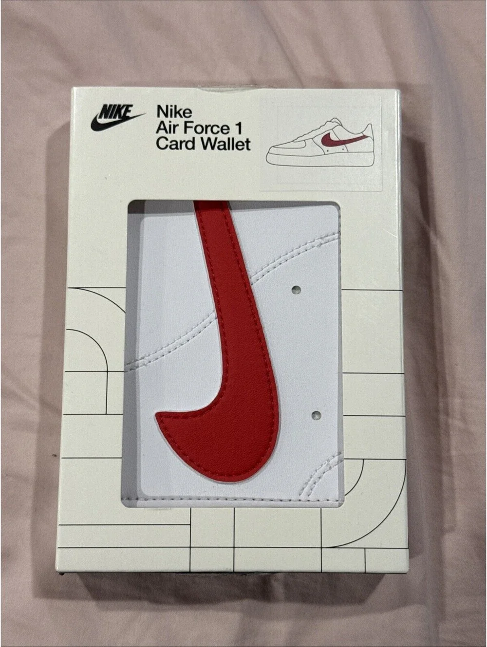 Nike Icon Air Force 1 Sneaker Card Wallet Unisex White and Red N1009738-173 AF1